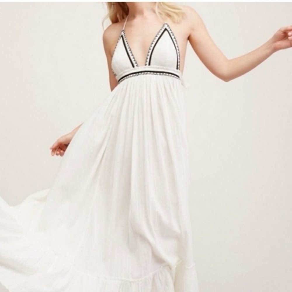 Free People Cream Maxi Dress with Black Accents